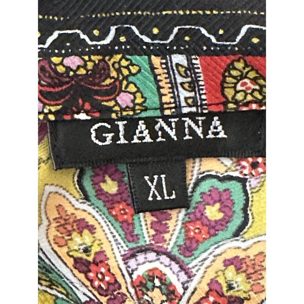 Gianna Silk XL Paisley Shirt Tunic Top Blouse LS Lightweight Boho Artsy Travel - Picture 4 of 9
